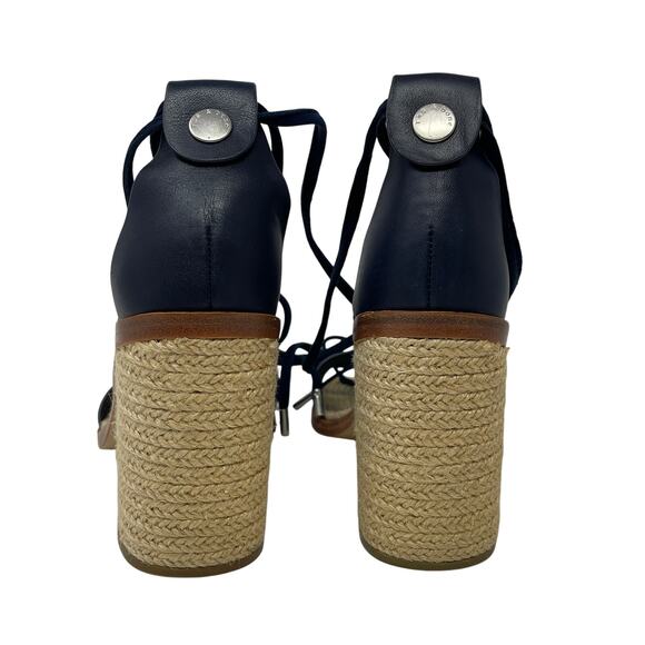 Rag & Bone Eden Leather and Jute Gladiator Sandals in Navy Size 37.5 - Picture 5 of 8